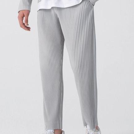 Uyuk Men's Casual Pleated Ankle-Length Pants