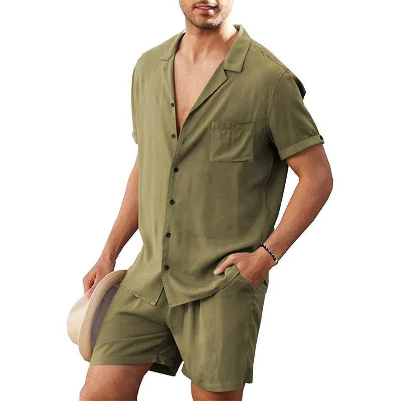 Casual Men's V-Neck Short-Sleeve Shirt