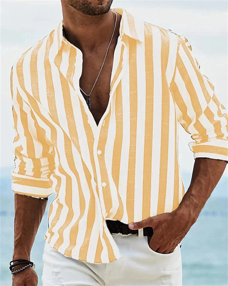 Men's Elegant Striped Long-Sleeve Shirt