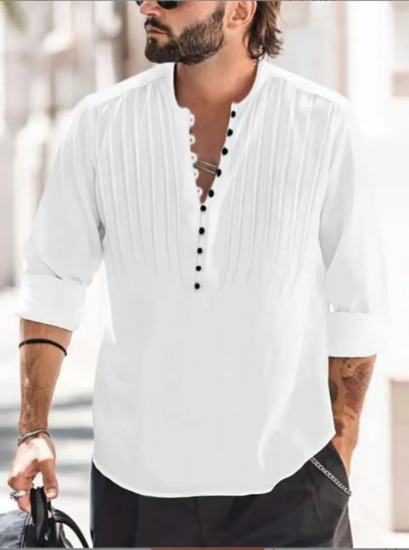 Men's Slim Long-Sleeve Cotton Shirt