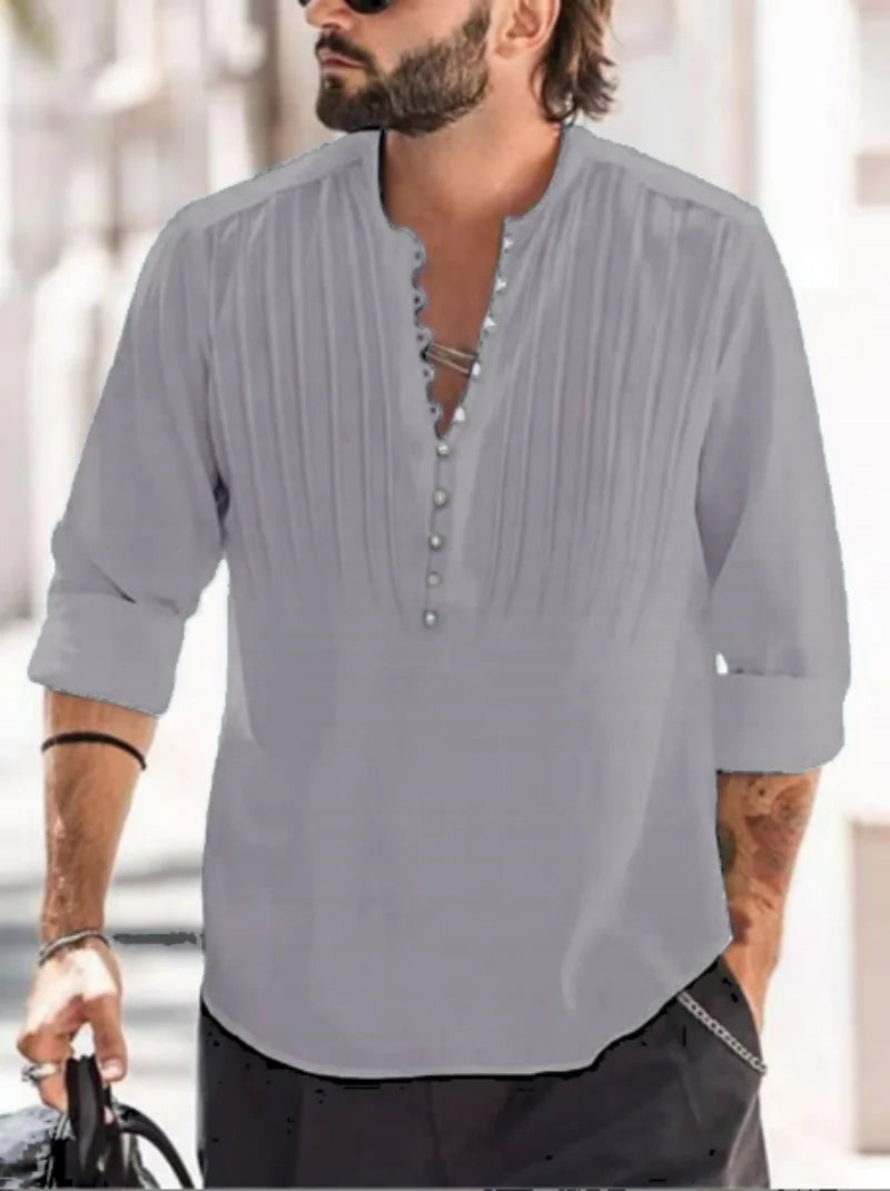 Men's Slim Long-Sleeve Cotton Shirt