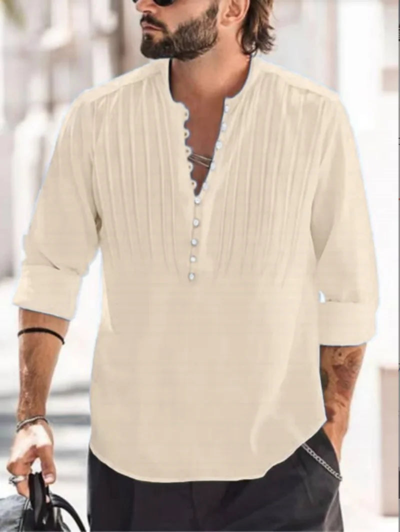 Men's Slim Long-Sleeve Cotton Shirt