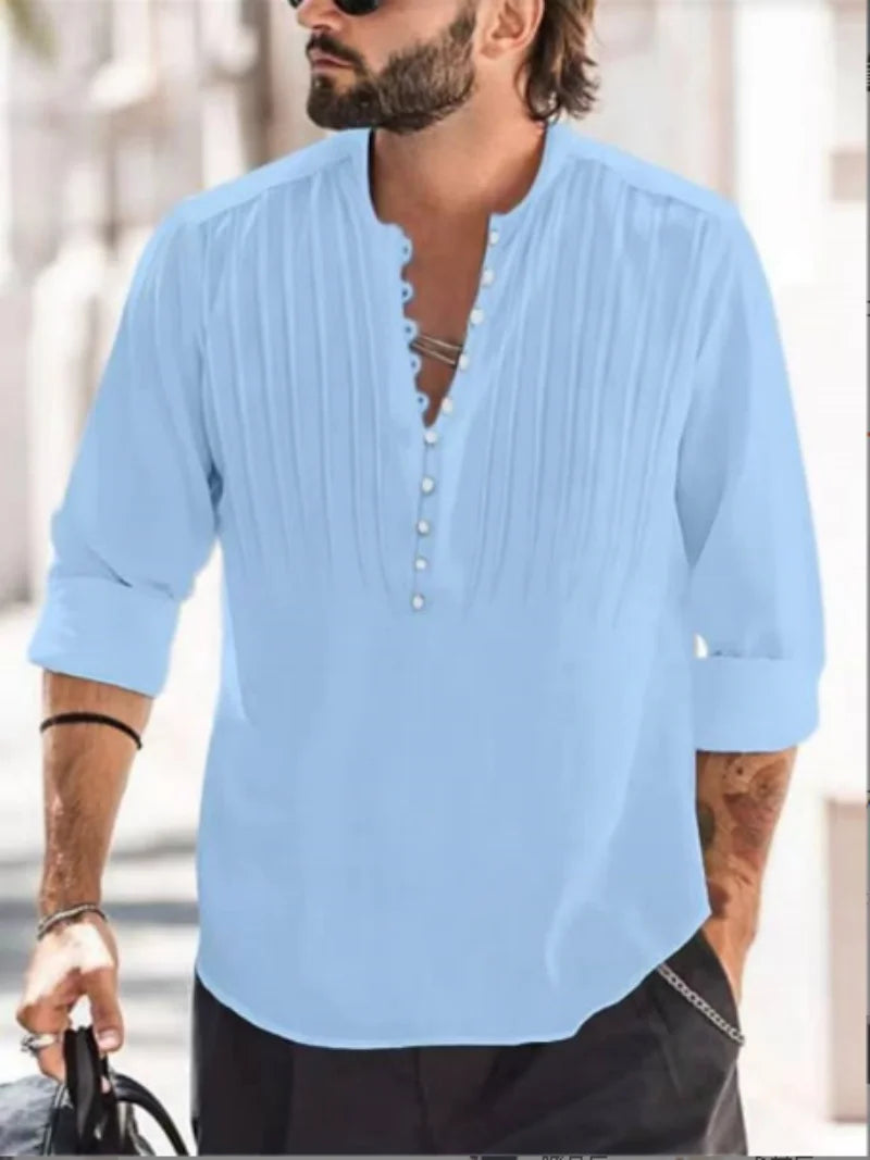 Men's Slim Long-Sleeve Cotton Shirt